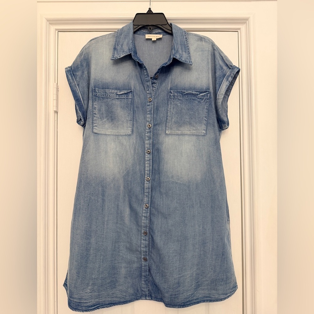 Vanilla Bay Light Blue Denim Button Down Dress- Size L